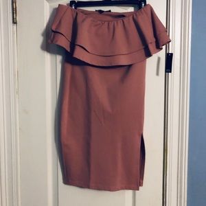 Strapless Fitted Dress with Ruffled Top